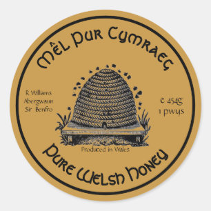 Honeybee Honey Jar Apiary Étiquette Pure Welsh H