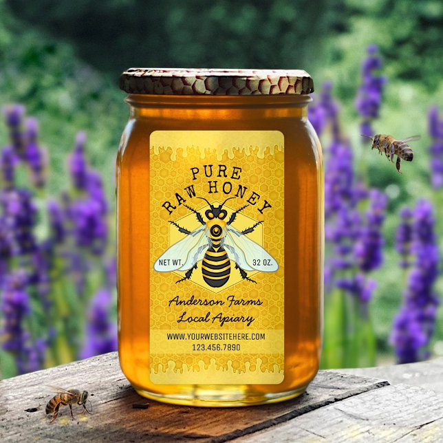 Honeybee Honey Jar Apiary Étiquettes | Honeypeb Be (Créateur téléchargé)