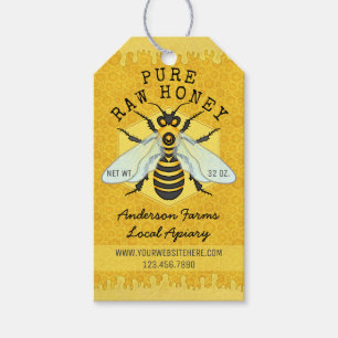 Honeybee Honey Jar Apiary Jar Tags   Honeycomb Bee