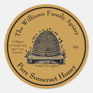 Honeybee Honey Jar Apiary Label    English Honey