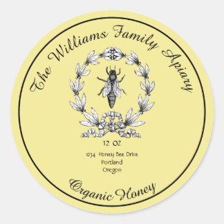 Honeybee Honey Jar Apiary Label | Organic Honey