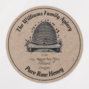 Honeybee Honey Jar Apiary Label   Pure Raw Honey