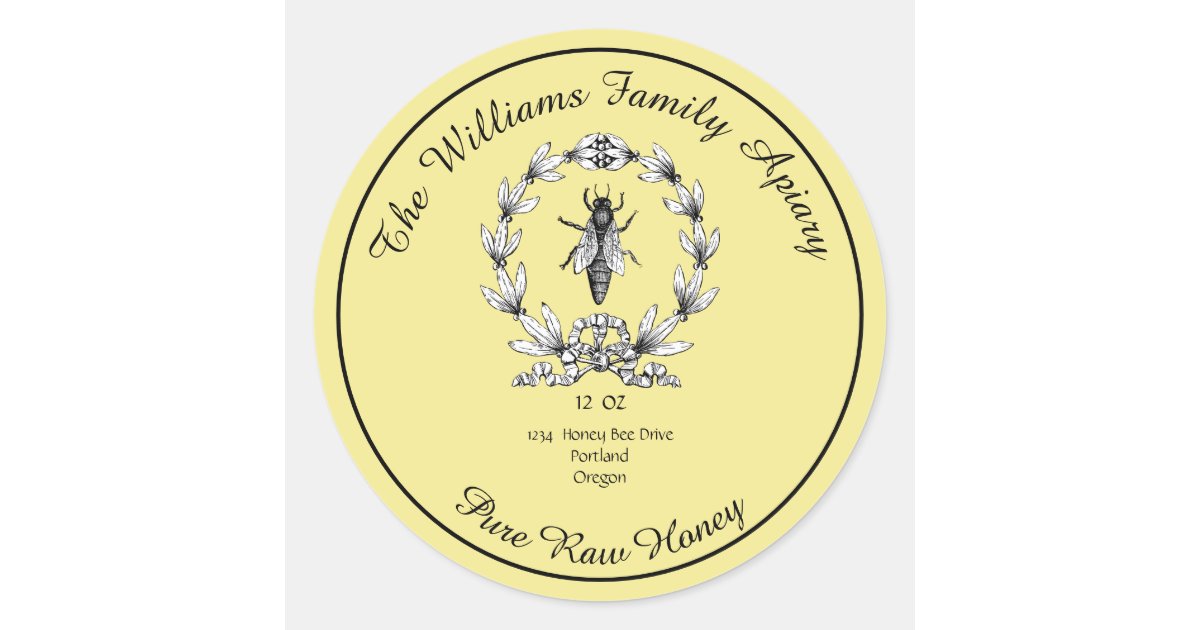 Honeybee Honey Jar Apiary Label | Pure Raw Honey | Zazzle.ca