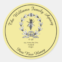 Honeybee Honey Jar Apiary Label | Pure Raw Honey