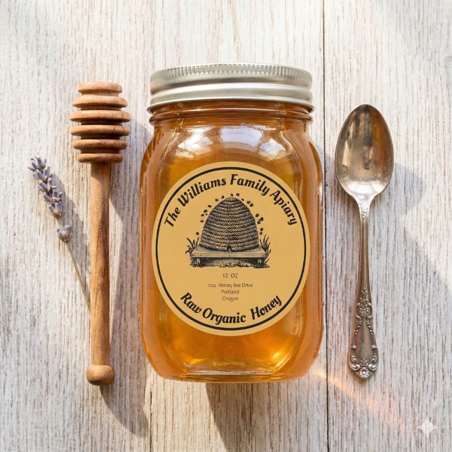 Honeybee Honey Jar Apiary  | Raw OrganicHoney Classic Round Sticker (Creator Uploaded)