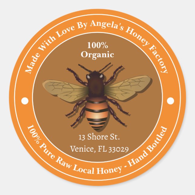 Honeybee Honeycomb Bee Apiary Business Labels (Front)