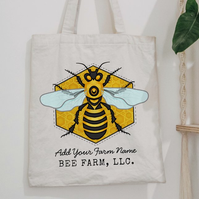 Honeybee Honeycomb Bee Farm Apiary Personalized Tote Bag (Creator Uploaded)