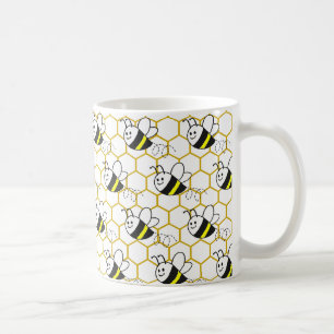 Honeybee Honeycomb Black Yellow White Pattern Coffee Mug