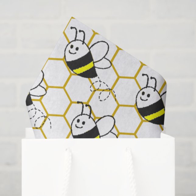 Honeybee Honeycomb Black Yellow White Pattern  Tissue Paper (Gift Bag)