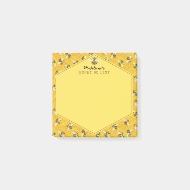 Honeybee Honeycomb Bumble Bee Honey Do List Custom Post-it Notes (Front)