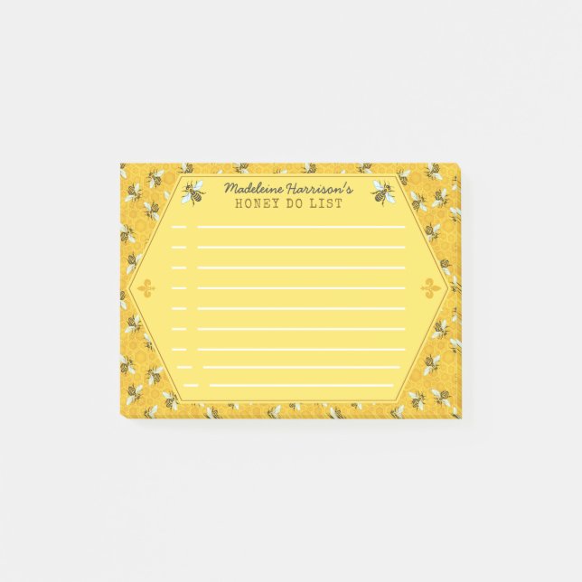 Honeybee Honeycomb Bumble Bee Honey Do List Custom Post-it Notes (Front)