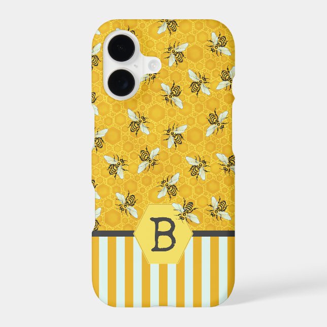 Honeybee Honeycomb Bumble Bee Monogram Pattern (Back)
