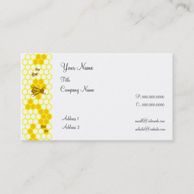 Honeybee Honeycomb Custom Business Cards (Front)