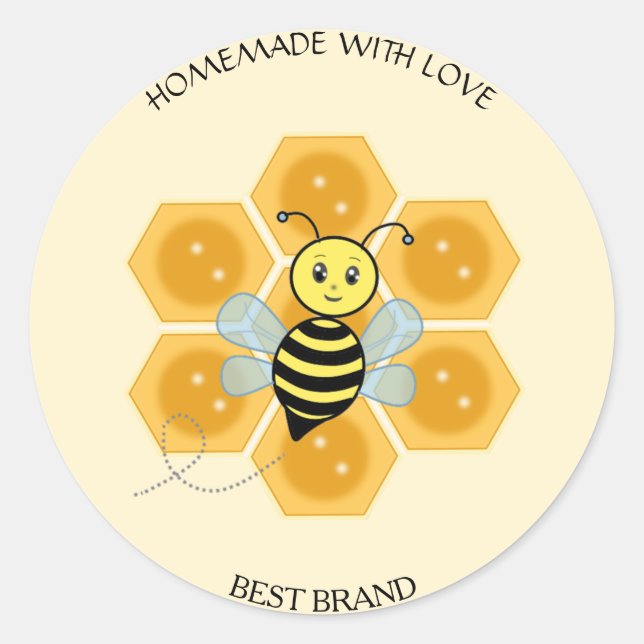 Honeybee Jar Label & Honeycomb Homemade (Front)