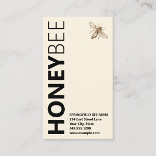 HONEYBee Logo Vertical Typography Ivory White Business Card
