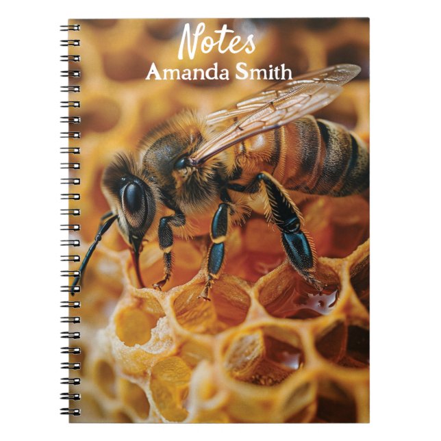 Honeybee on a honeycomb notebook (Front)
