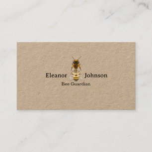 Honeybee on Brown Paper Beekeeper Honey Producer Business Card