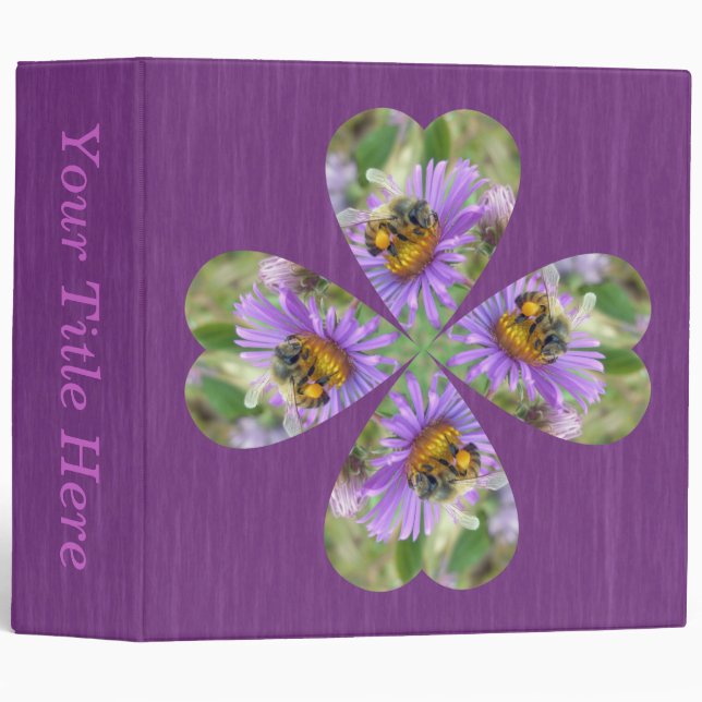 Honeybee on Fall Asters Heart Binder (Front/Spine)