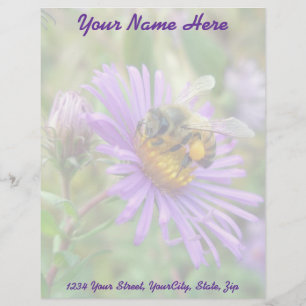Honeybee on Fall Asters Wildflower Letterhead. Letterhead