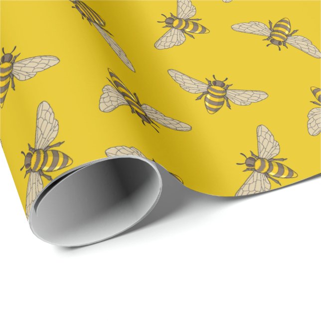 Honeybee Pattern Wrapping Paper (Roll Corner)