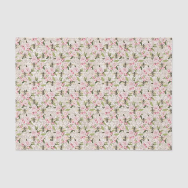 Honeybee Pink Floral Tissue Paper (Front)