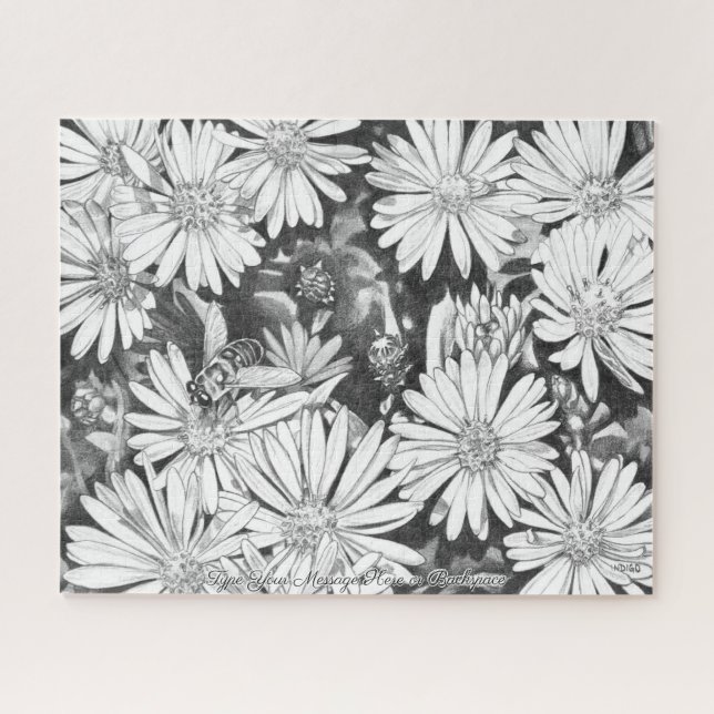 Honeybee Puzzle Personalized Flower Art Puzzles    (Horizontal)
