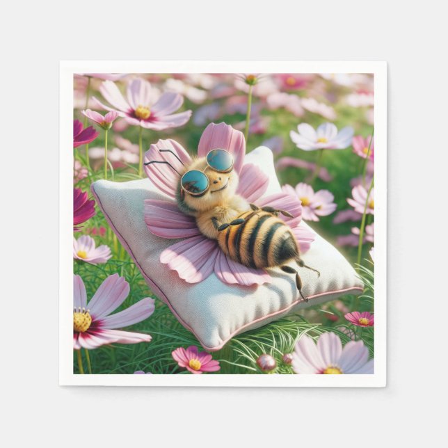 Honeybee Resting On a Pillow Napkin (Front)