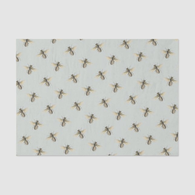 Honeybee Swarm Pale Green Nature Lover Beekeeper   Tissue Paper (Front)