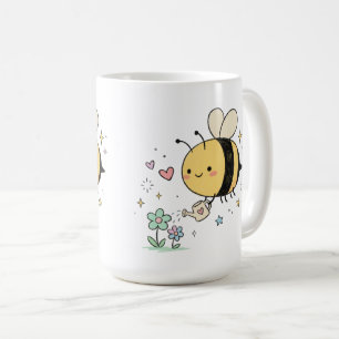 Honeybee Watering Wildflowers Pollinator Garden Coffee Mug