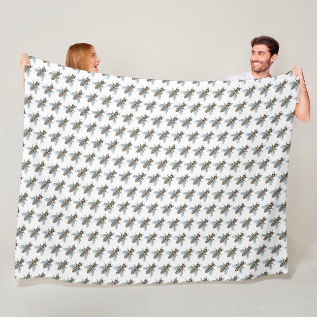 Honeybee (white) - Fleece Blanket (In Situ)