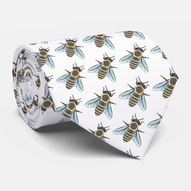 Honeybee (white) - Neck Tie (Rolled)