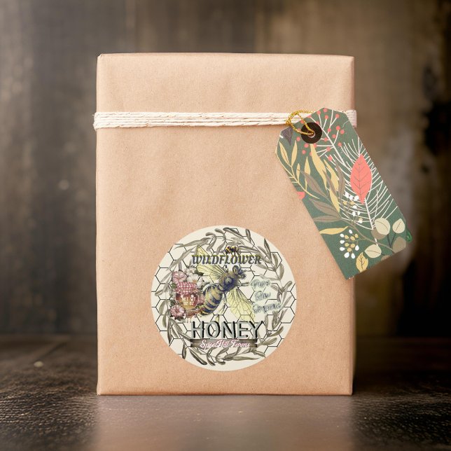 Honeybee Wildflower Honey Jar Lid Labels (Creator Uploaded)