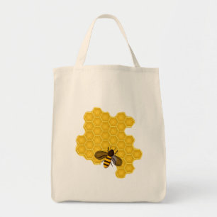 Honeybee Working on a Honeycomb Tote Bag