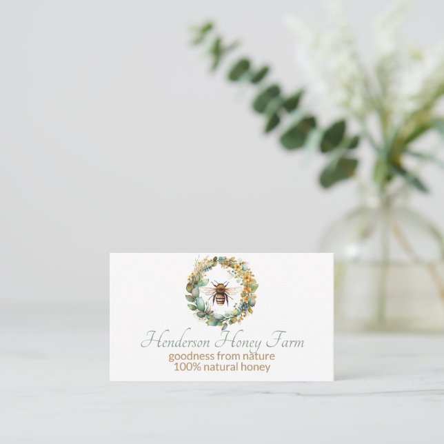 Honeybee Wreath Business  Business Card (Standing Front)