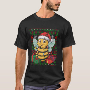 Honeybee Xmas Lights Ugly Santa Hat Honeybee Chris T-Shirt