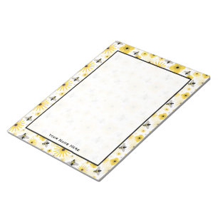 Honeybees Flowers & Polka Dots Notepad