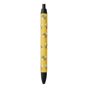 Honeybees Honeycomb Bumble Bee Hive Pattern Black Ink Pen