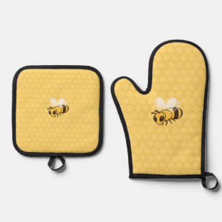 Honeybees Mitts Oven Mitt & Pot Holder Set