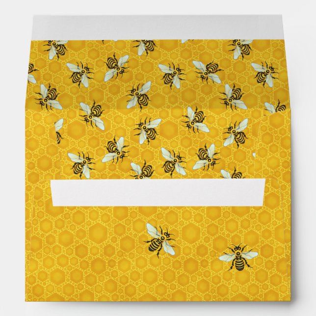 Honeybees on Honeycomb Apiary Bee Honey Pattern Envelope (Back (Bottom))