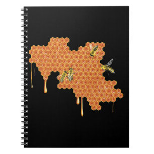 Honeybees on Honeycomb, Dripping Honey, Bee Notebook