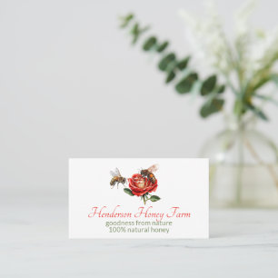 Honeybees on Red Rose Business  Card