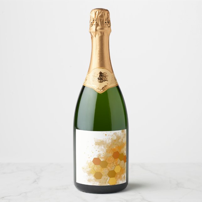 Honeycomb Alcohol Ink  Sparkling Wine Label (Front)