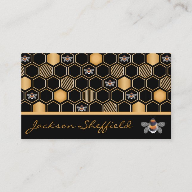 Honeycomb And Bees Business Card (Front)