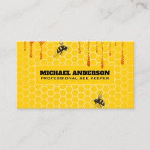 Honeycomb and Bees Dripping Honey Business Card