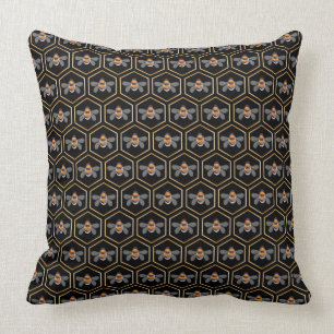 Honeycomb And Bees Throw Pillow