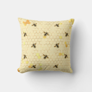 Honeycomb and Bees Throw Pillow