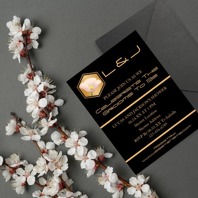 Honeycomb And Floral Wedding Shower Invitation (Creator Uploaded)