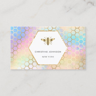 honeycomb and hexagon bee logo business card