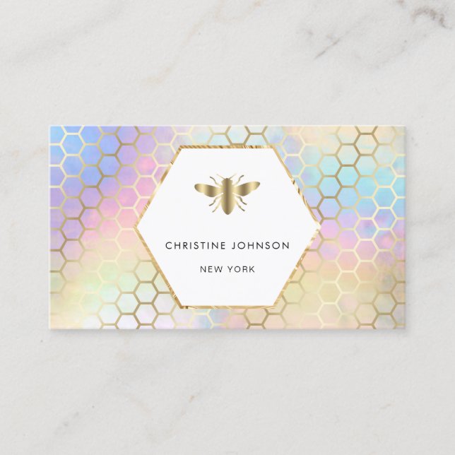 honeycomb and hexagon bee logo business card (Front)