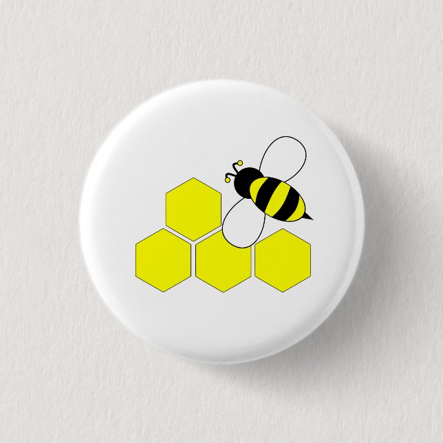 Honeycomb Bee 1 Inch Round Button (Front)